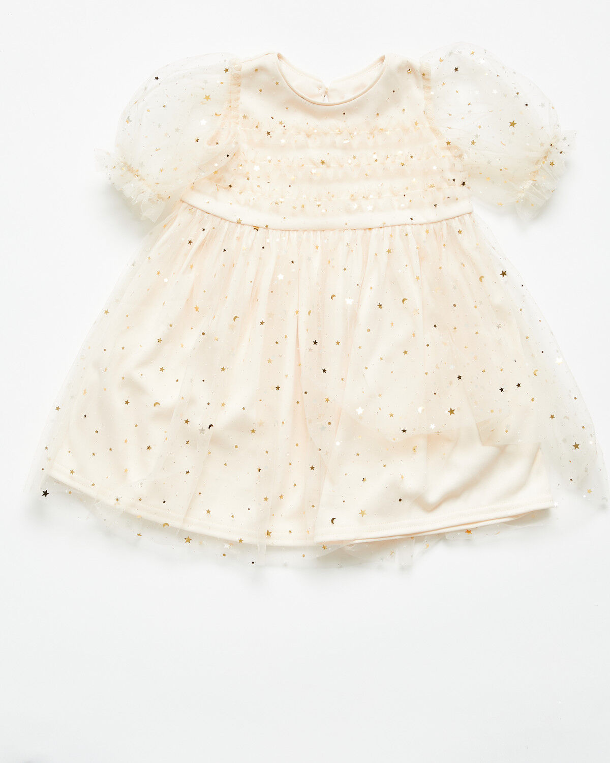 Image #1 - Yura Infant Girls' Star Tulle Short Sleeve Dress, Cream, hi-res