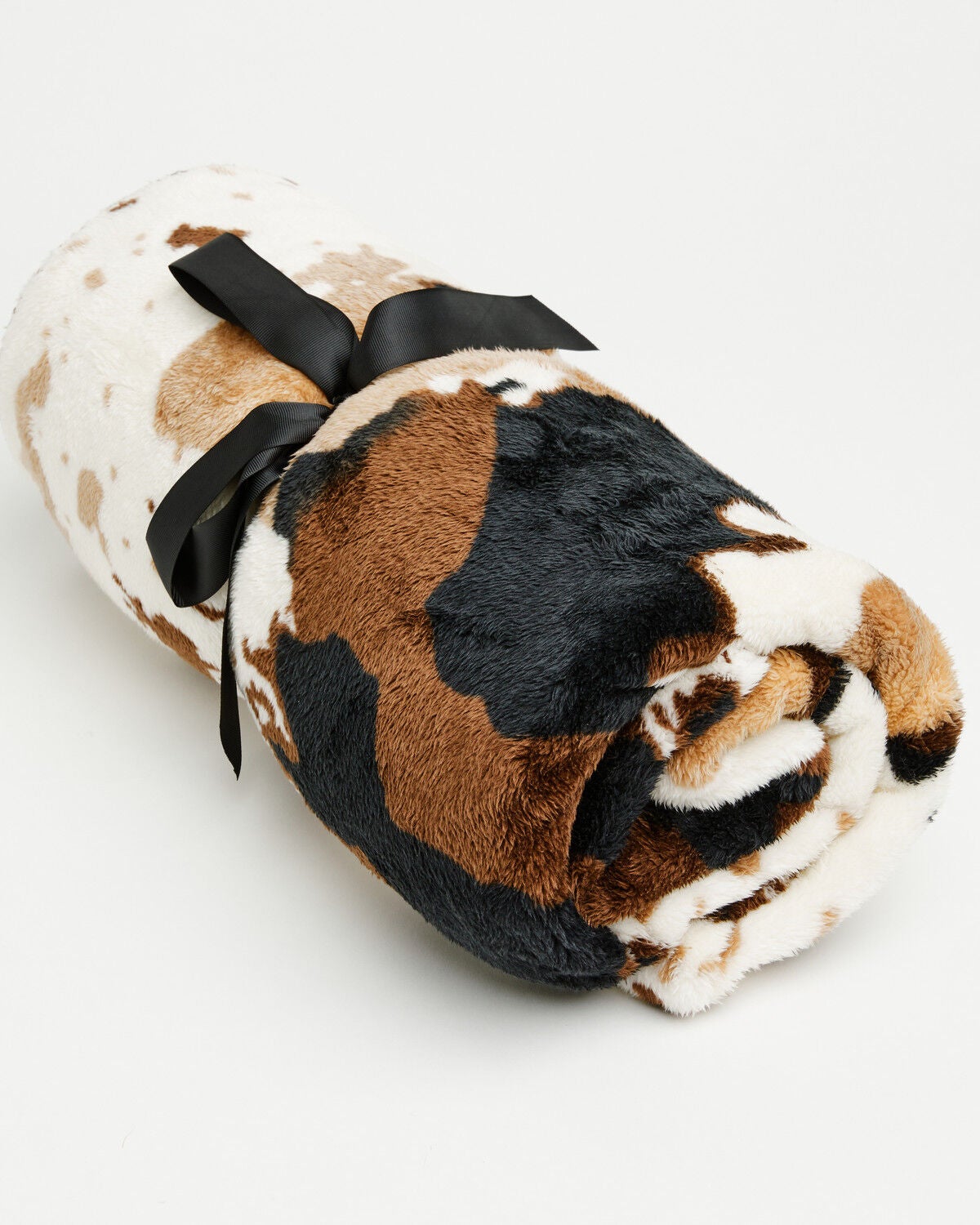 Boot Barn Highbluff Cow Print Fleece Blanket, Brown, hi-res