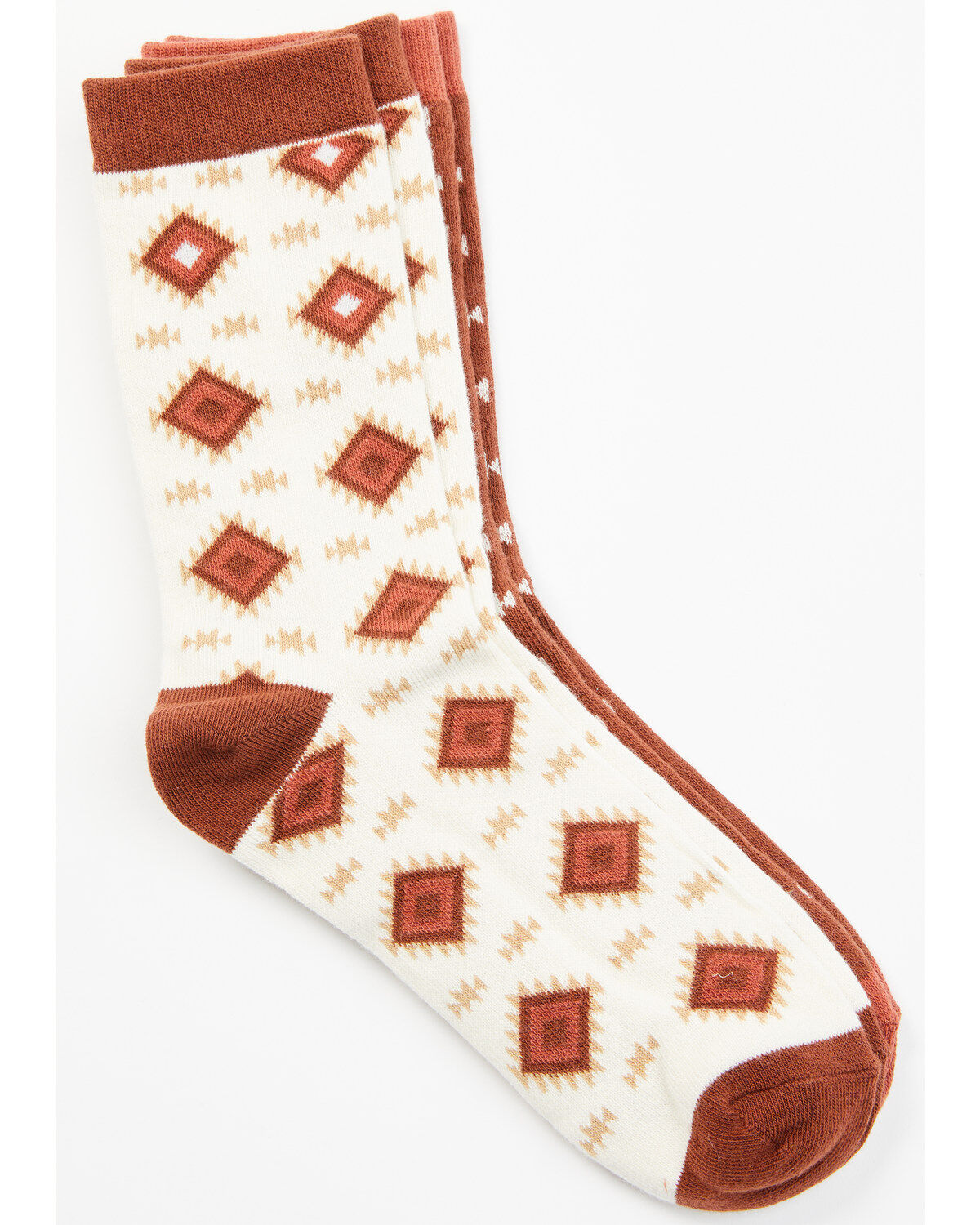 Image #1 - Shyanne Women's Cora Patterned Socks - 2 Pack, Brandy Brown, hi-res