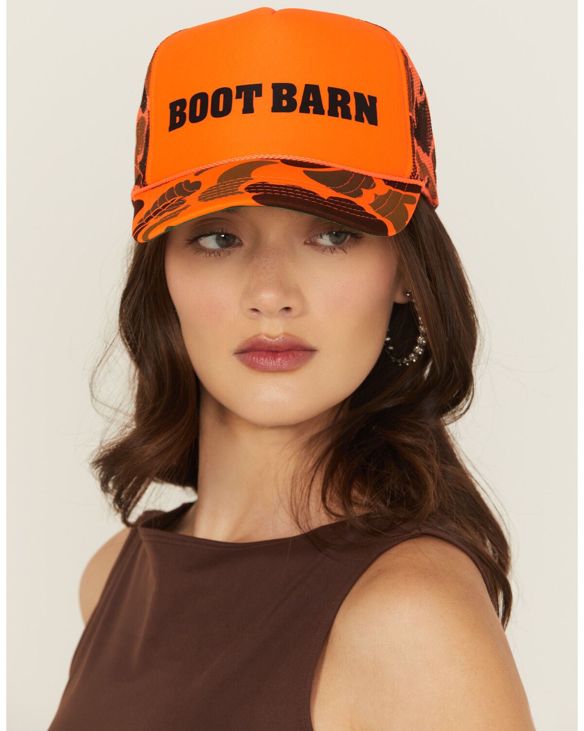 Image #2 - Boot Barn Camo Print Logo Ball Cap, Bright Orange, hi-res