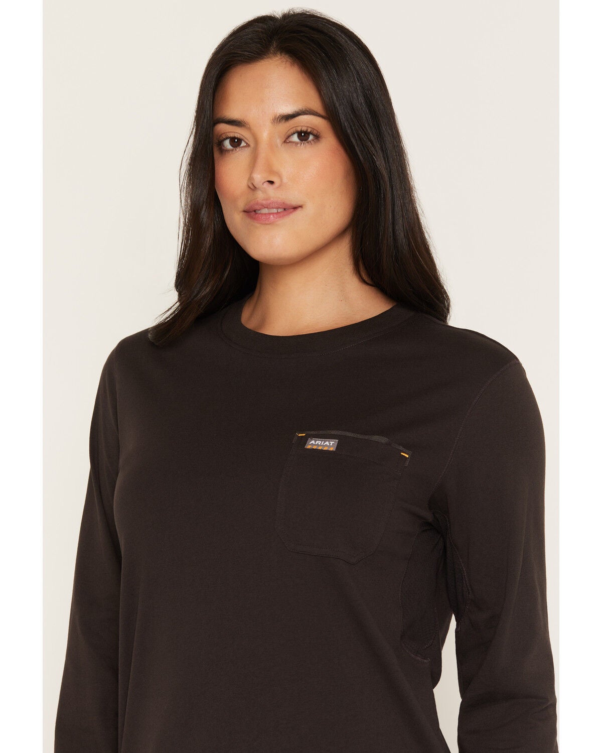 Image #2 - Ariat Women's Rebar Workman Long Sleeve Work Shirt, Brown, hi-res