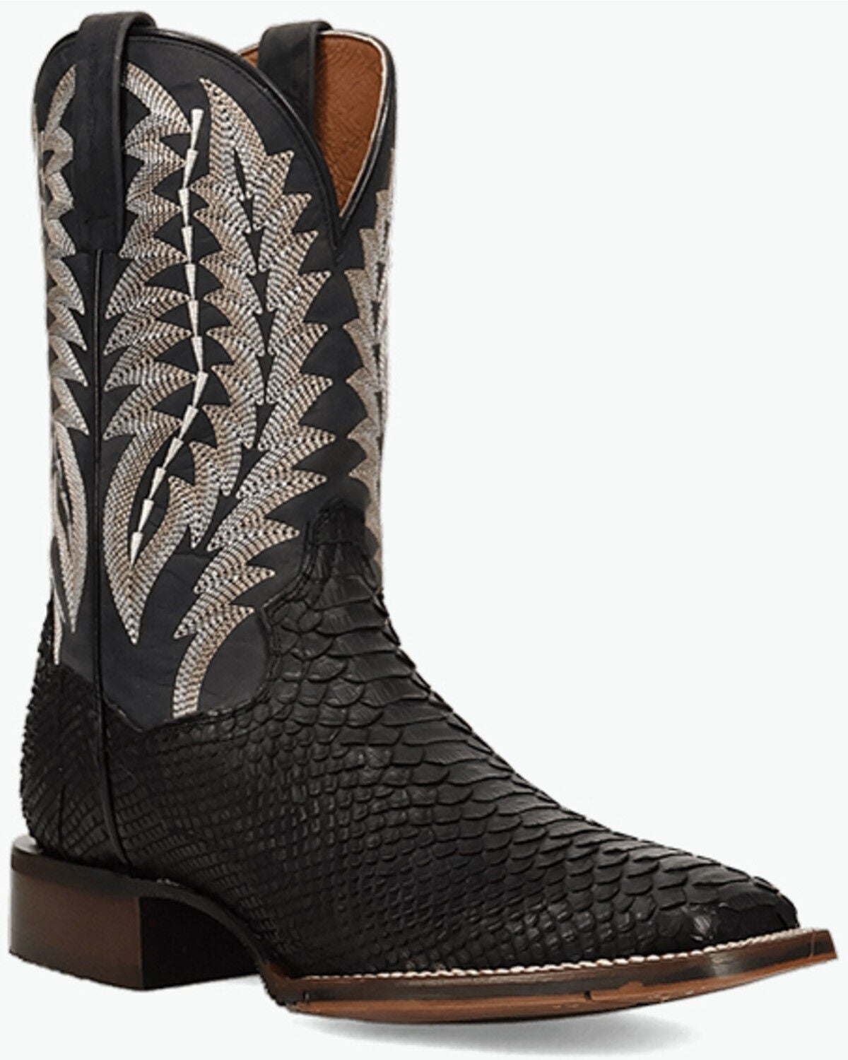 Image #1 - Dan Post Men's Exotic Python Midnight Reign Western Boots - Broad Square Toe, Black, hi-res