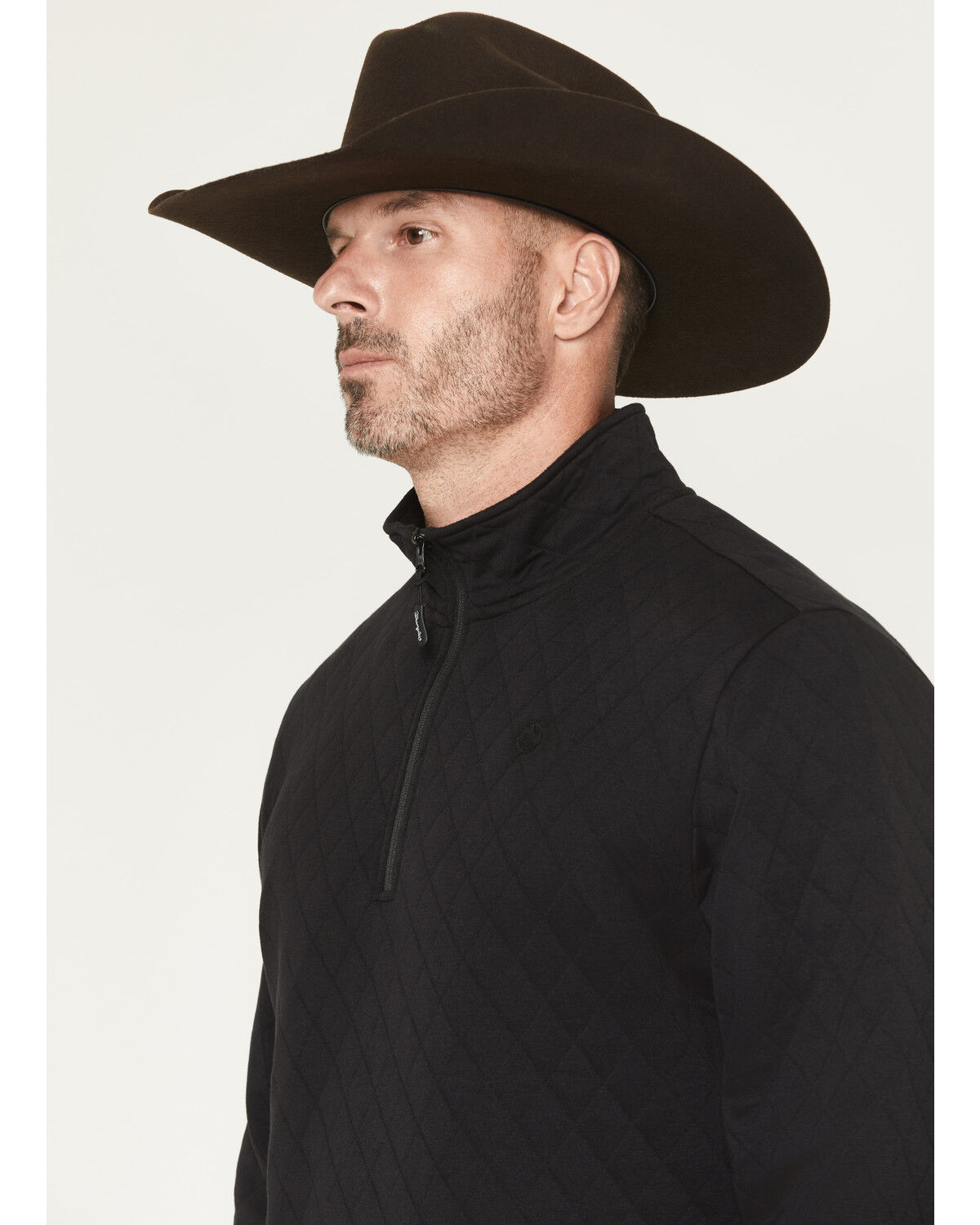 Image #2 - George Strait by Wrangler Men's Solid 1/4 Zip Pullover, Black, hi-res