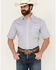 Image #1 - Panhandle Men's Southwestern Print Short Sleeve Pearl Snap Stretch Western Shirt, Blue, hi-res