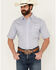 Image #1 - Panhandle Men's Southwestern Print Short Sleeve Pearl Snap Stretch Western Shirt , Blue, hi-res