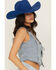 Image #2 - 26 International Women's Light Wash Tie-Front Denim Vest, Medium Wash, hi-res
