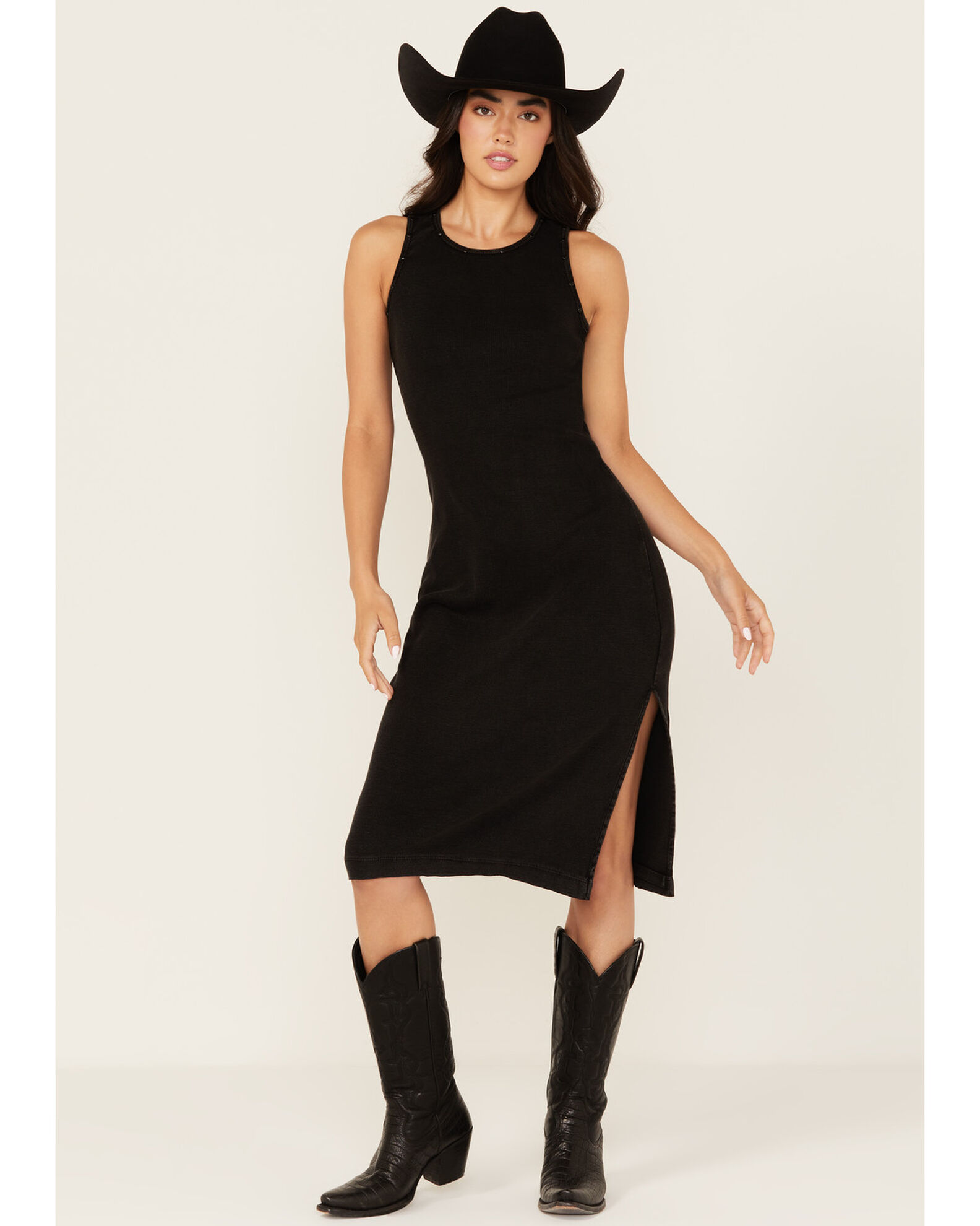 Image #1 - Idyllwind Women's Wild Love Ribbed Midi Dress, Black, hi-res