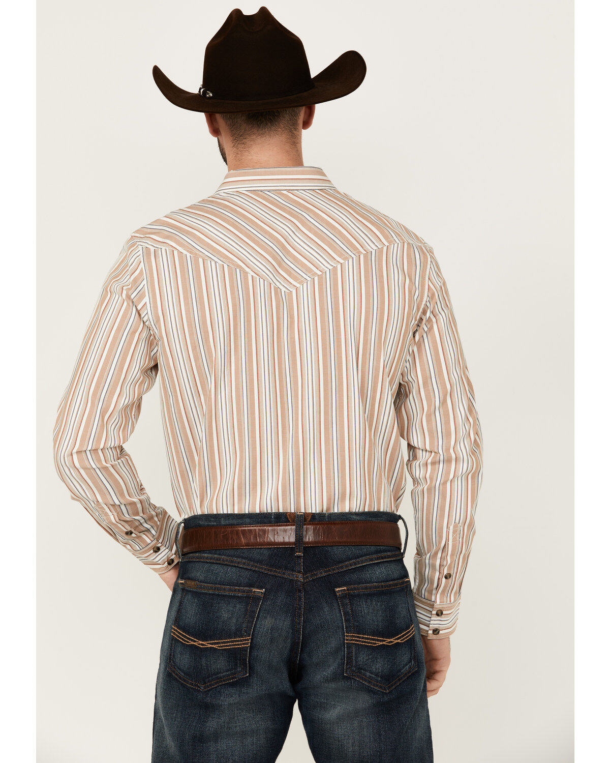 Image #4 - Cody James Men's Tough Guy Dobby Striped Print Long Sleeve Snap Western Shirt, Cream, hi-res