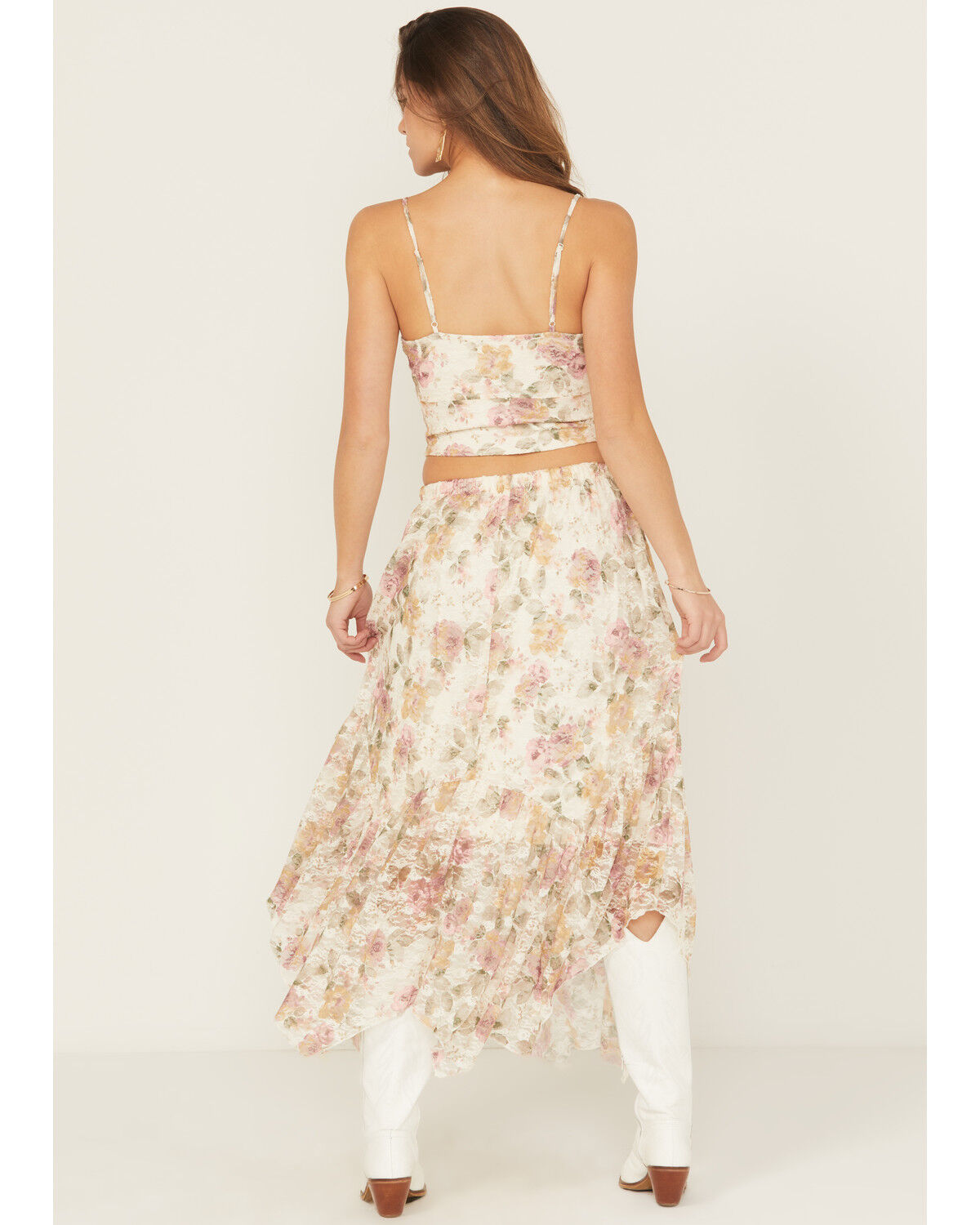 Product Name:  La La Land Women's Boot Barn Exclusive Floral Print Lace Midi Skirt