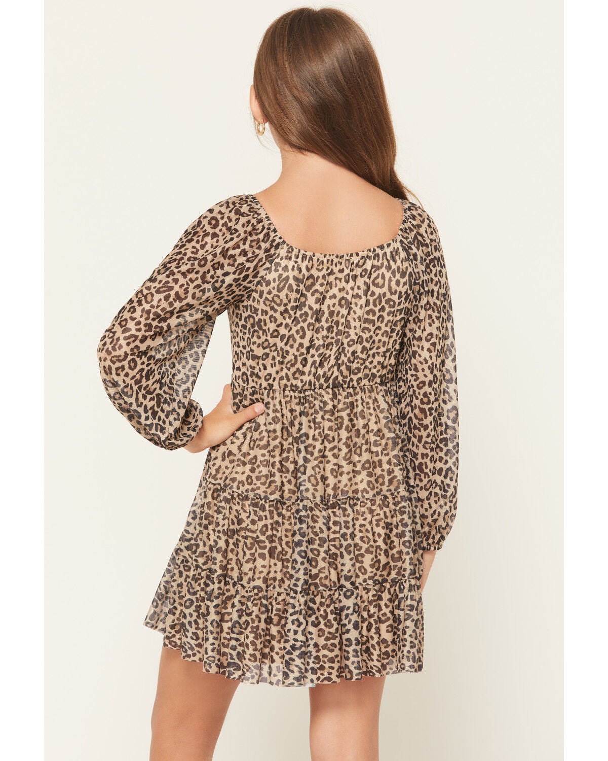 Image #4 - Sugar California Leopard Print Long Sleeve Dress, Leopard, hi-res