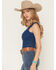 Image #2 - Shyanne Women's Solid Lace Tank Top, Navy, hi-res
