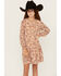 Image #2 - Hayden LA Girls' Floral Drop Waist Mini Dress, Rust Copper, hi-res
