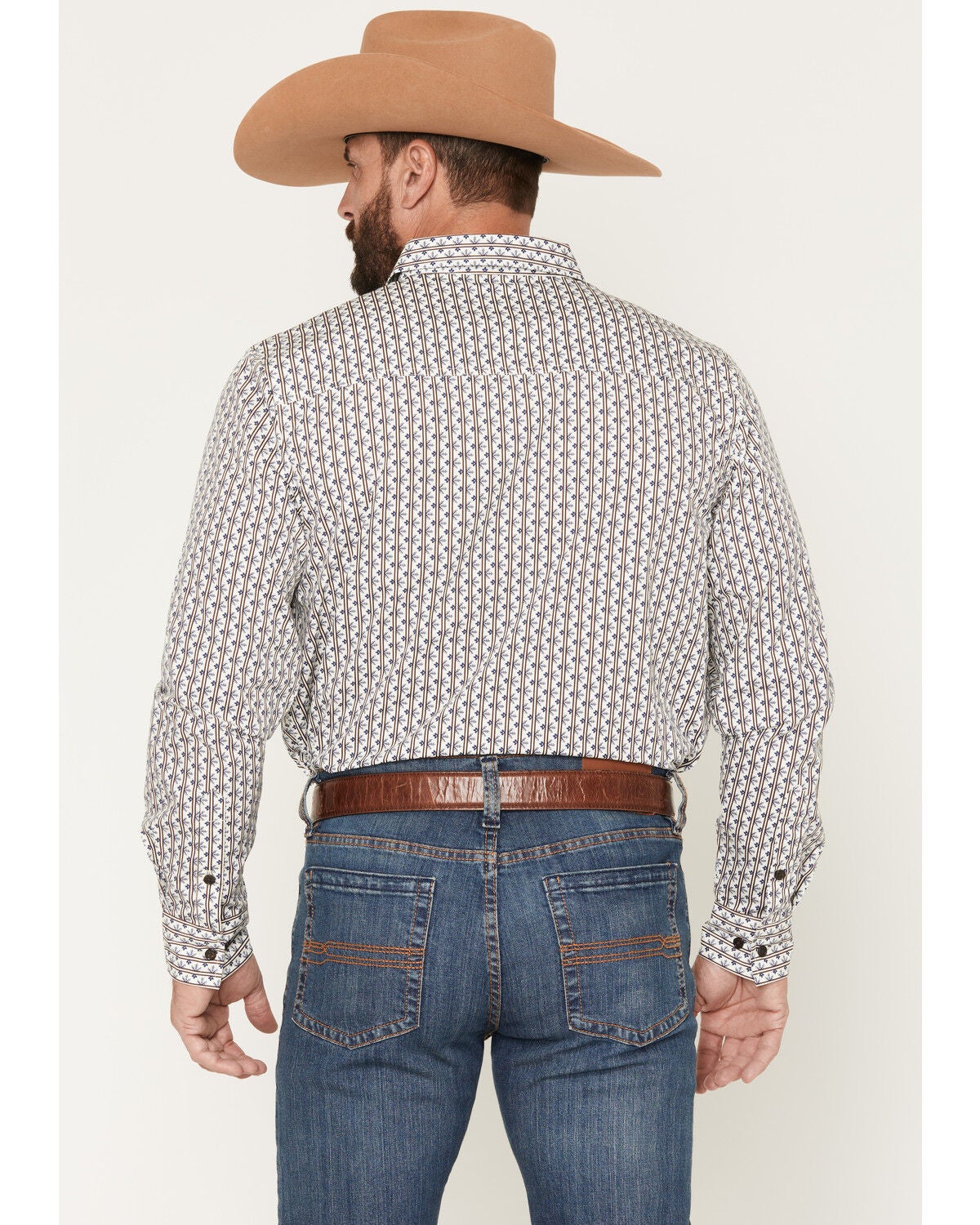 Image #4 - Gibson Trading Co Men's Exit 8 Floral Stripe Print Long Sleeve Button-Down Western Shirt, Ivory, hi-res