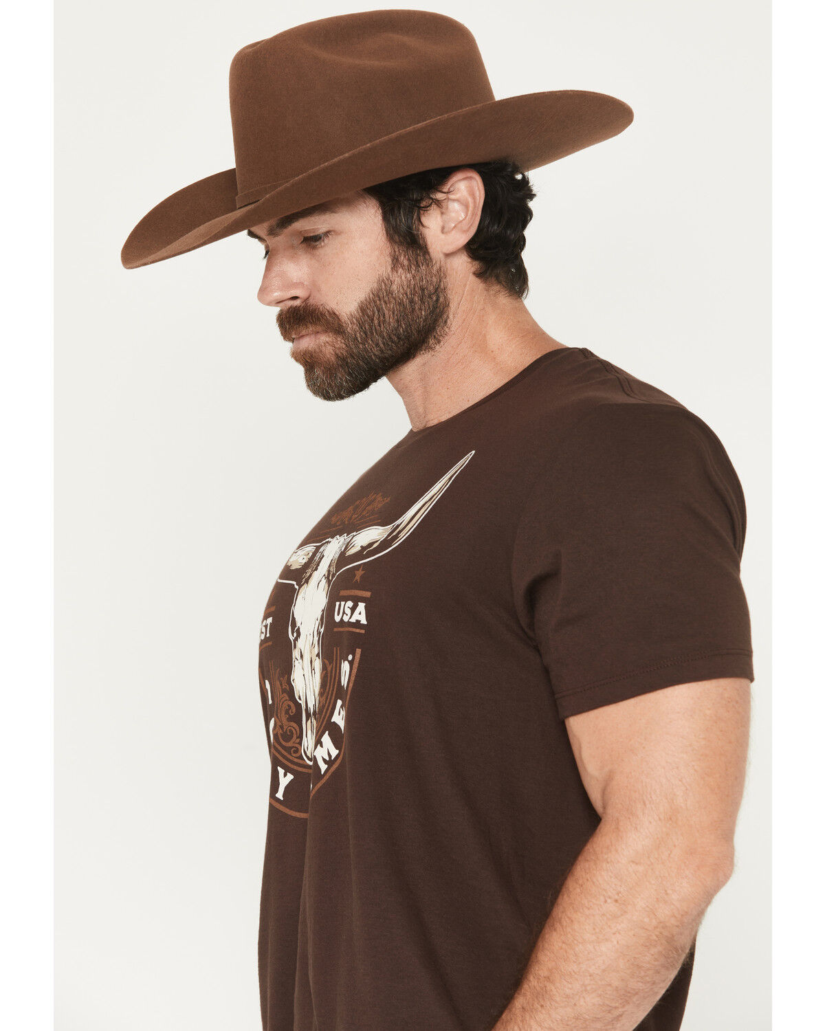 Image #2 - Cody James Men's USA Steerehead Short Sleeve Graphic T-Shirt, Dark Brown, hi-res