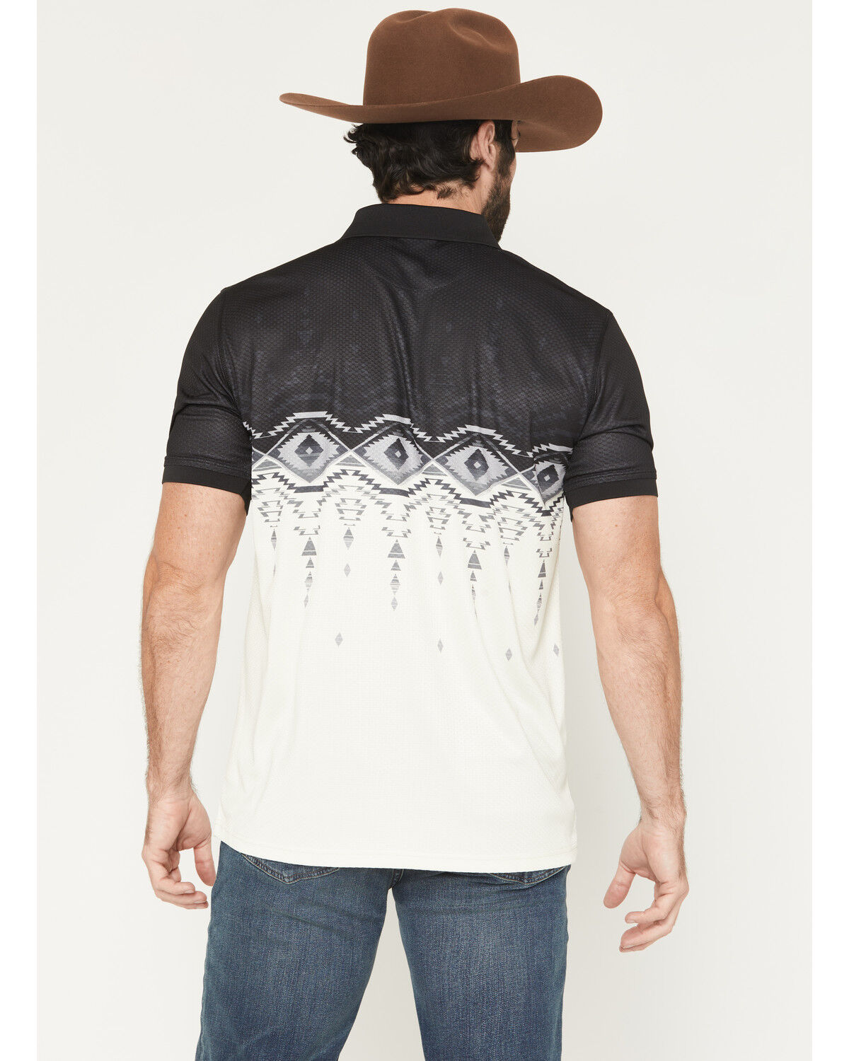 Image #4 - RANK 45® Men's Elko Southwestern Border Print Short Sleeve Button-Down Polo Shirt, Black, hi-res