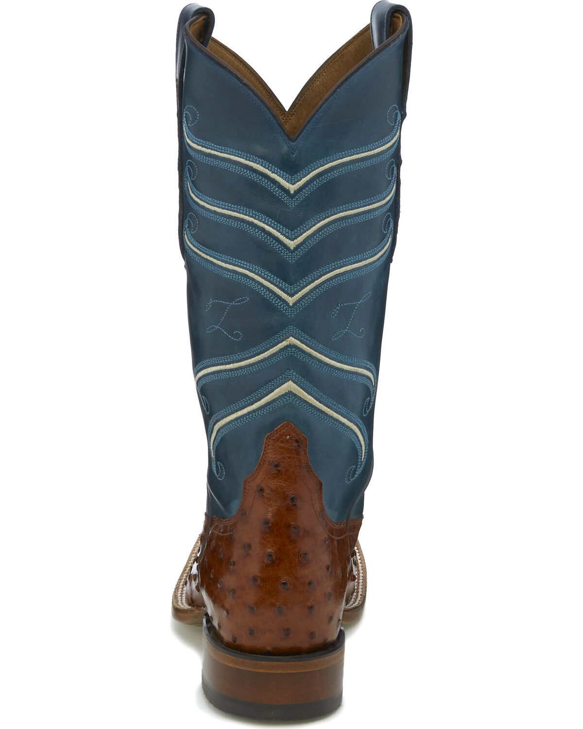 Image #6 - Tony Lama Men's Brown/Blue Full Quill Ostrich Cowboy Boots - Square Toe, , hi-res