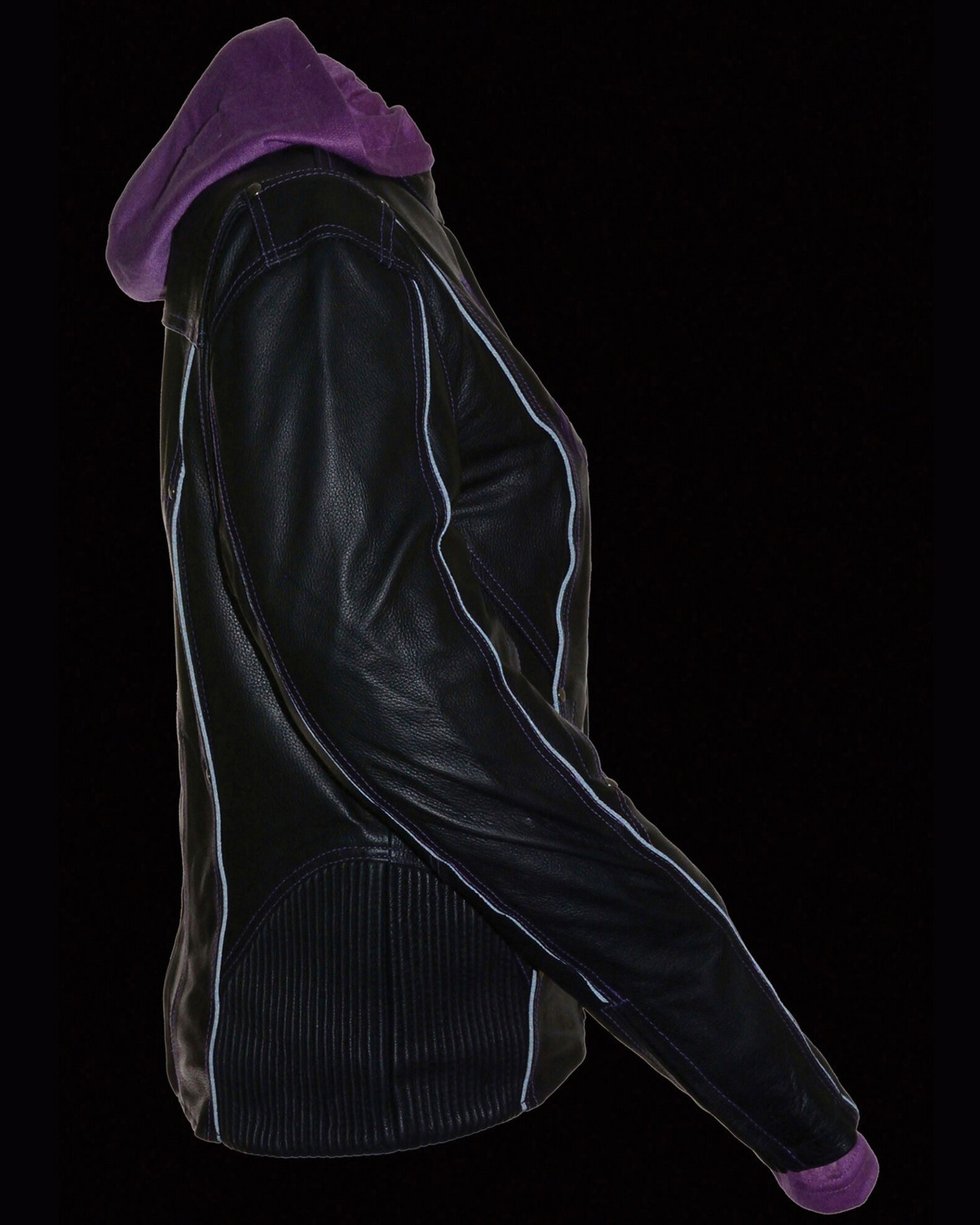 Image #6 - Milwaukee Leather Women's 3/4 Leather Jacket With Reflective Tribal Detail, Black/purple, hi-res