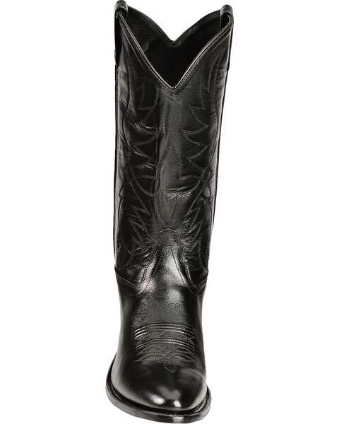 Image #4 - Old West Men's Smooth Leather Western Boots - Medium Toe, Black, hi-res