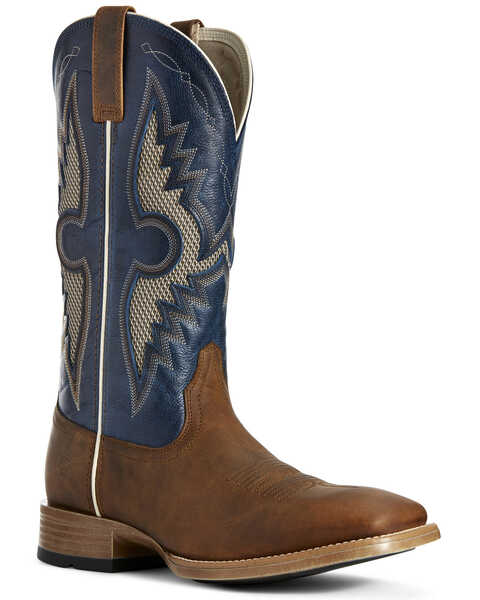 Ariat Men's Soldado VentTEK Western Performance Boots - Broad Square Toe, Blue, hi-res