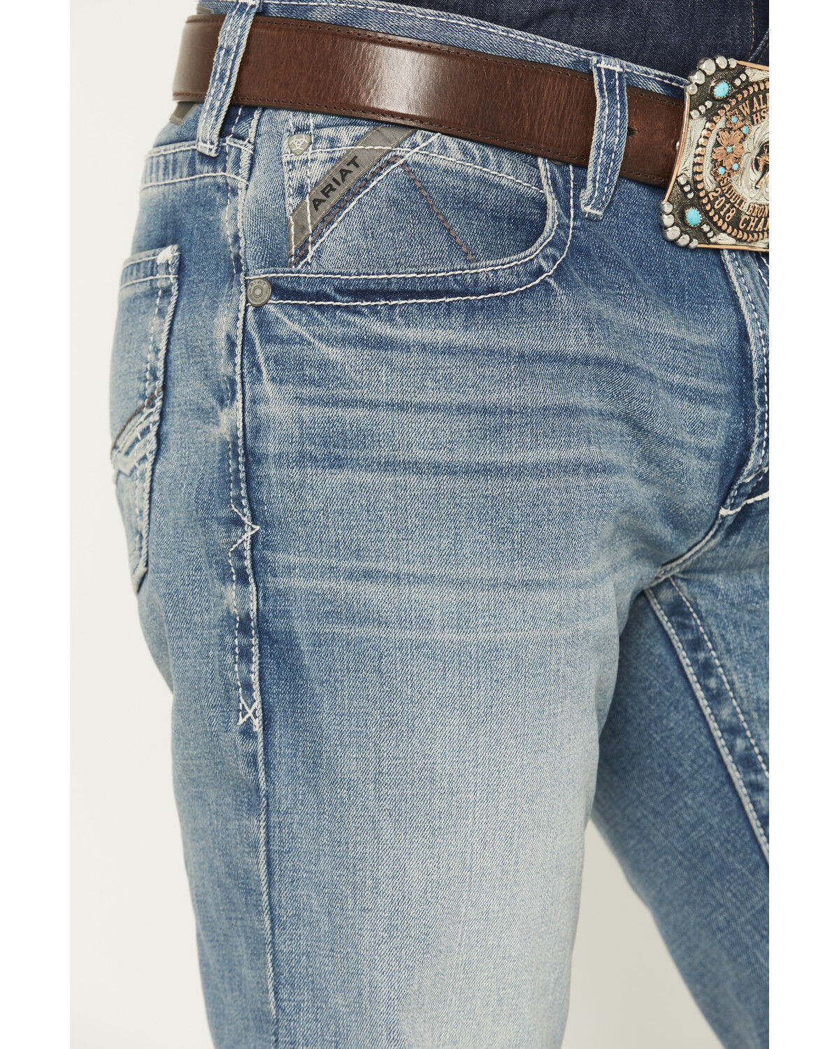 Image #2 - Ariat Men's M4 Shasta Light Wash Relaxed Bootcut Stretch Denim Jeans - Big, Light Wash, hi-res