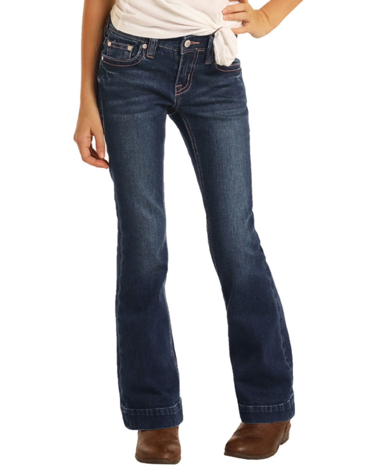 Image #2 - Rock & Roll Denim Girls' Dark Basic Trouser, , hi-res
