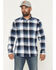 Image #1 - Brothers and Sons Men's Marksman Plaid Print Long Sleeve Button-Down Flannel Shirt, Blue, hi-res