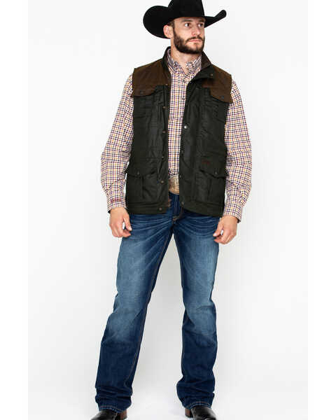 Image #6 - Outback Trading Co. Men's Brant Oil Dual Entry Vest , Olive, hi-res