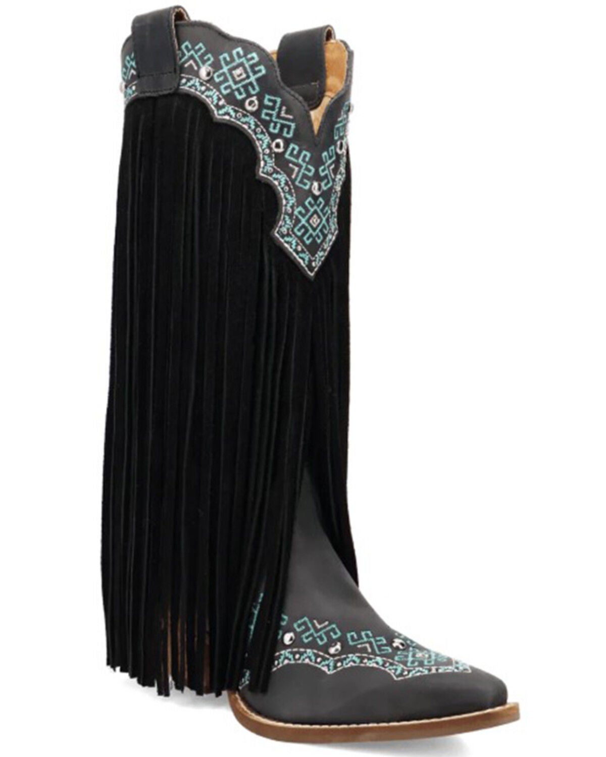 Dingo Women's Tequila Sunrise Fringe Western Boots - Snip Toe, Black, hi-res