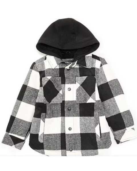 Urban Republic Toddler Boys' Plaid Print Removeable Hooded Jacket , Black, hi-res
