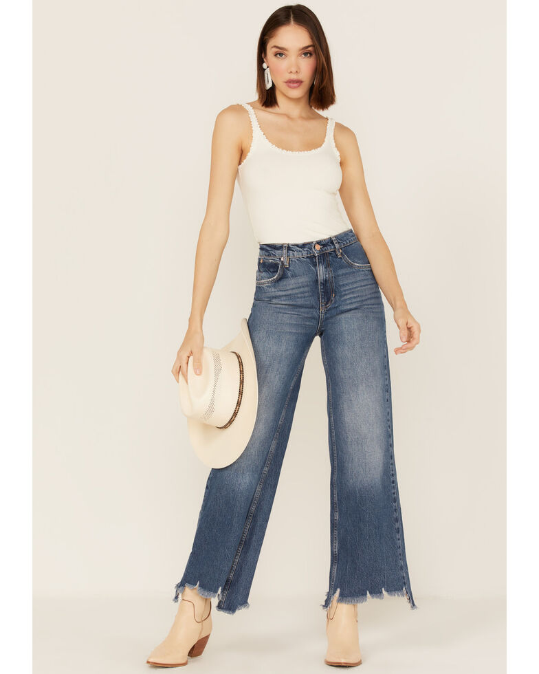 Free People Women's Straight Up Baggy Medium Wash High Rise Jeans, Medium Wash, hi-res