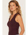 Image #2 - Idyllwind Women's Misty Ribbed V Neck Tank, Wine, hi-res