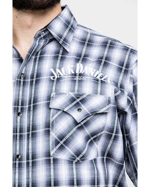 Image #4 - Jack Daniel's Men's Textured Plaid Print Short Sleeve Western Shirt , Black, hi-res