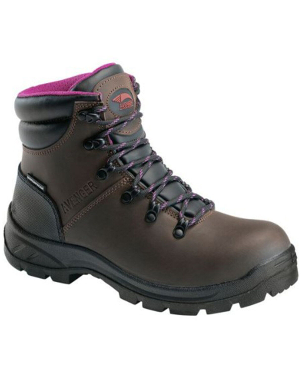 Avenger Women's Builder Mid 6" Lace-Up Waterproof Hiking Work Boot - Steel Toe, Brown, hi-res