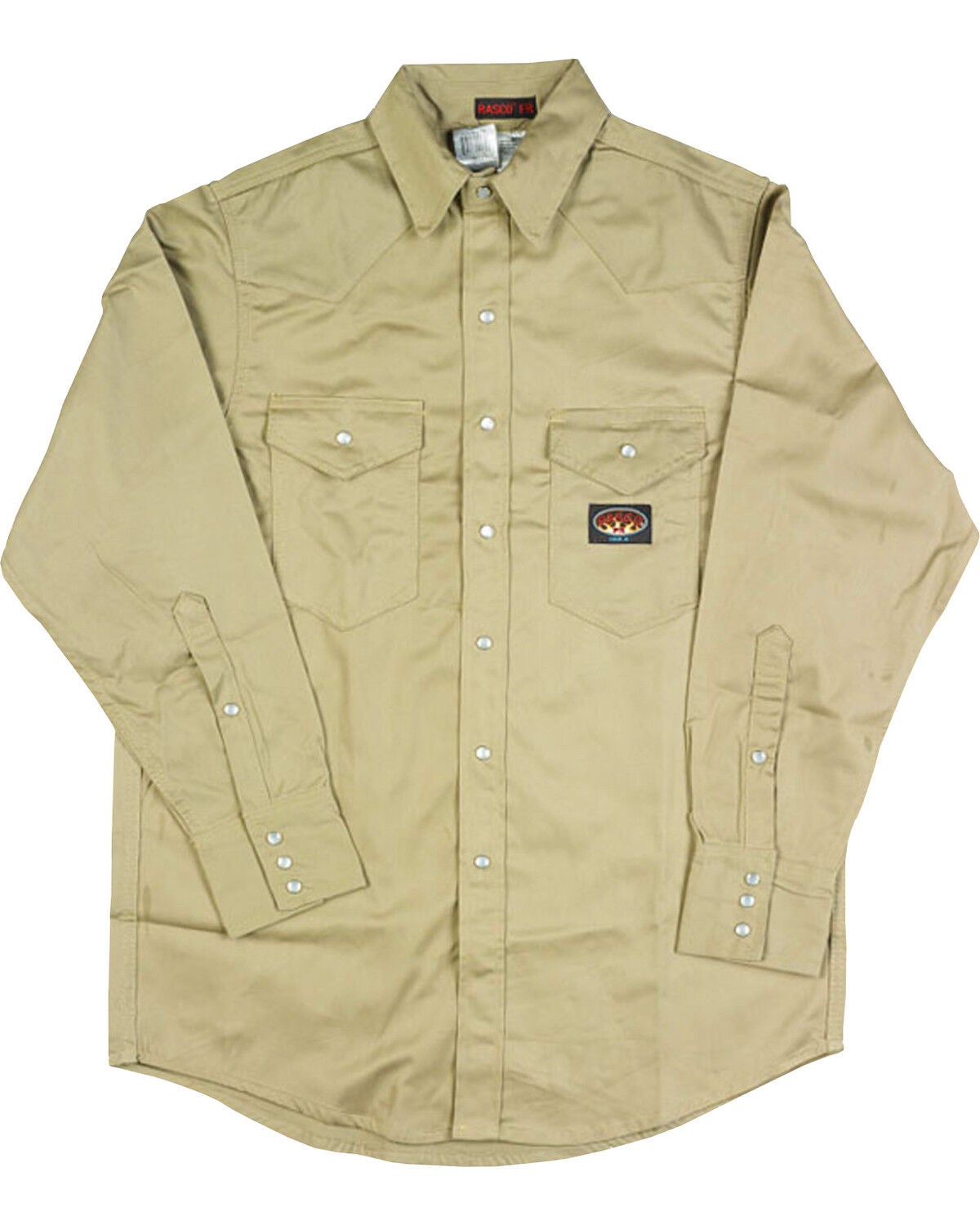 Rasco Men's FR Long Sleeve Snap Work Shirt - Tall, Beige/khaki, hi-res