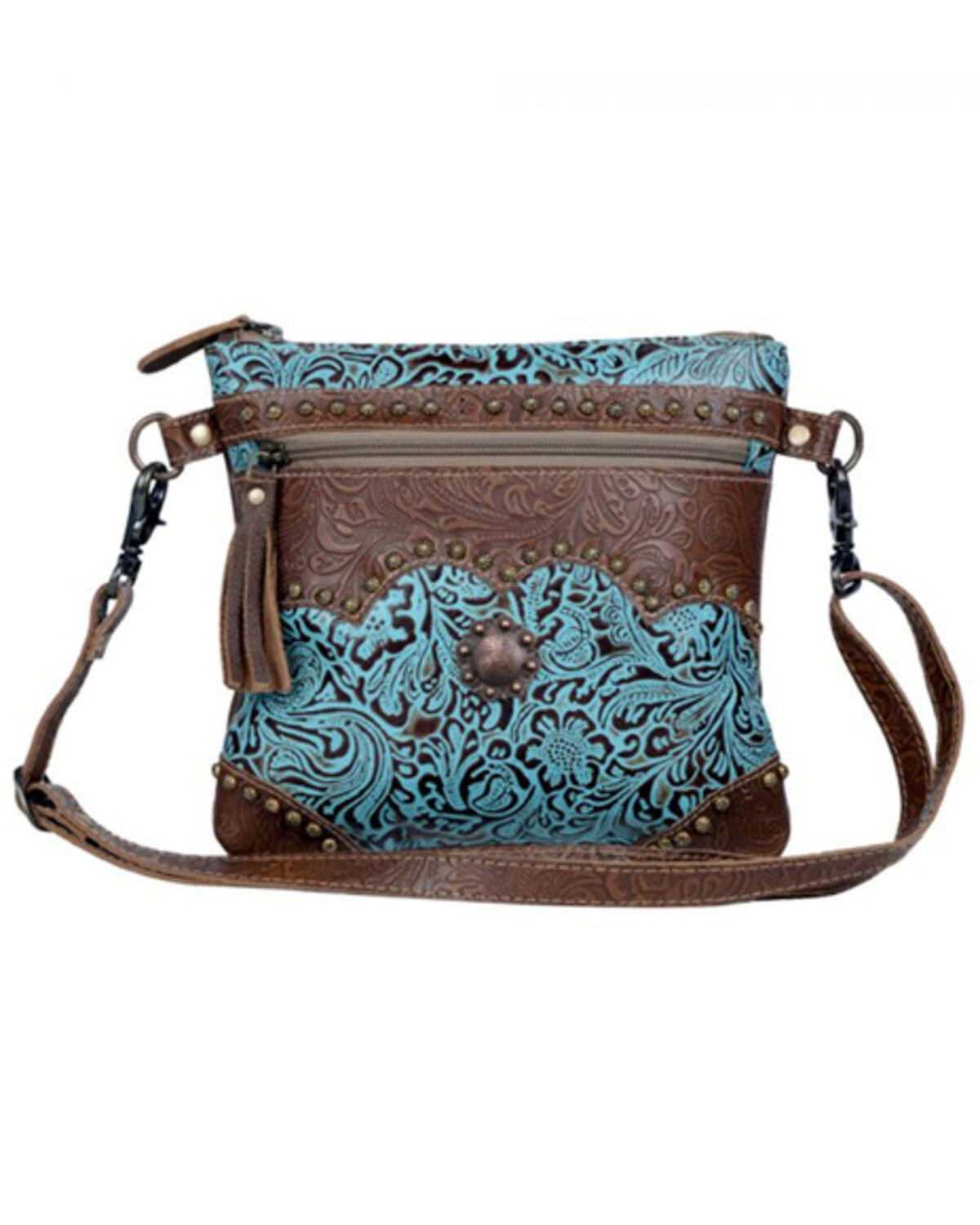 Image #1 - Myra Bag Women's Azure Tooled Bag, Brown, hi-res