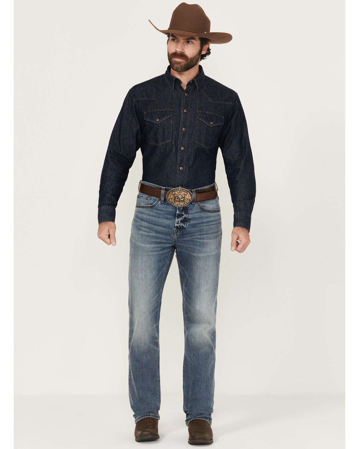 Image #1 - Blue Ranchwear Men's Dorado Medium Wash Slim Straight Stretch Denim Jeans, Medium Wash, hi-res