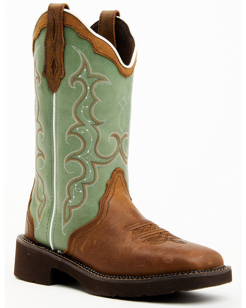 Justin Women's Raya Turquoise Western Boots Square Toe Boot Barn