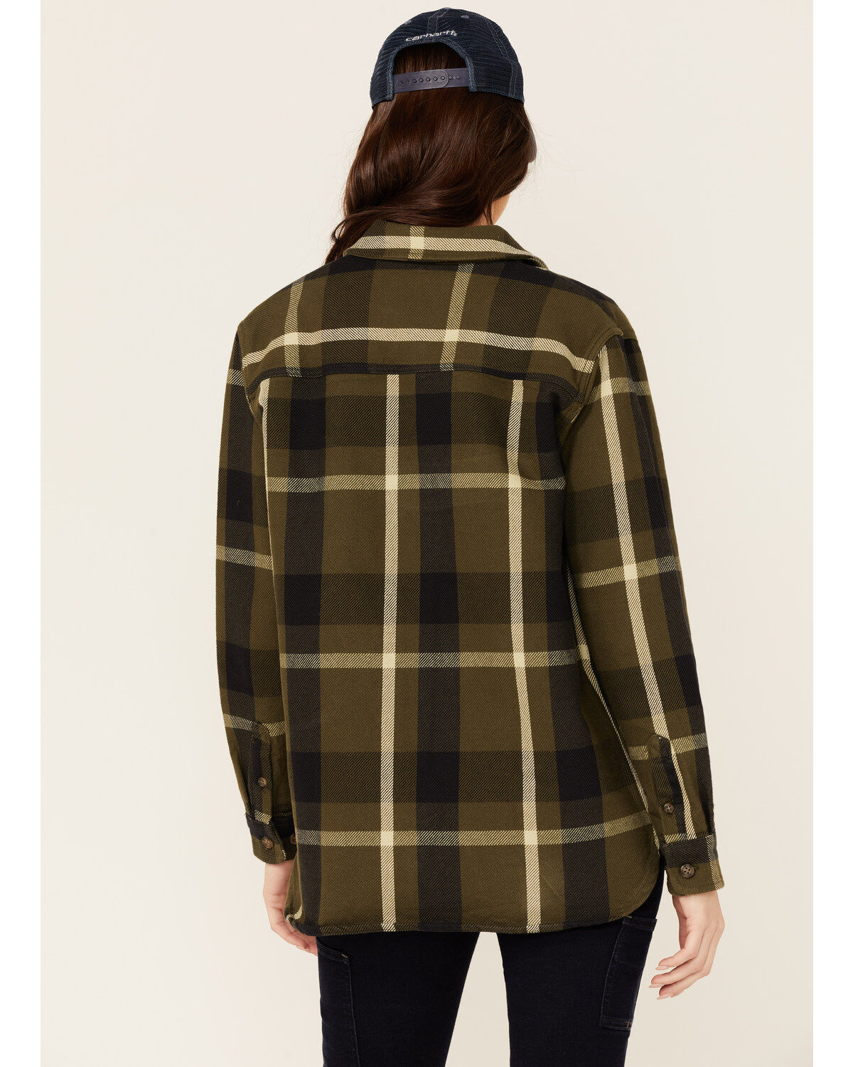 Image #3 - Carhartt Women's Plaid Button Down Flannel Shacket, , hi-res