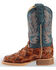 Horse Power Boys' Seas the Day Fish Print Boots - Square Toe , Cognac, hi-res