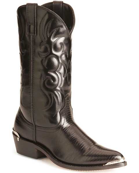 Laredo Men's Lizard Print Western Boots - Pointed Toe, Black, hi-res