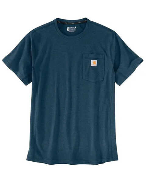 Carhartt Men's Force Relaxed Fit Midweight Long Sleeve Logo Pocket Work T-Shirt, Navy, hi-res