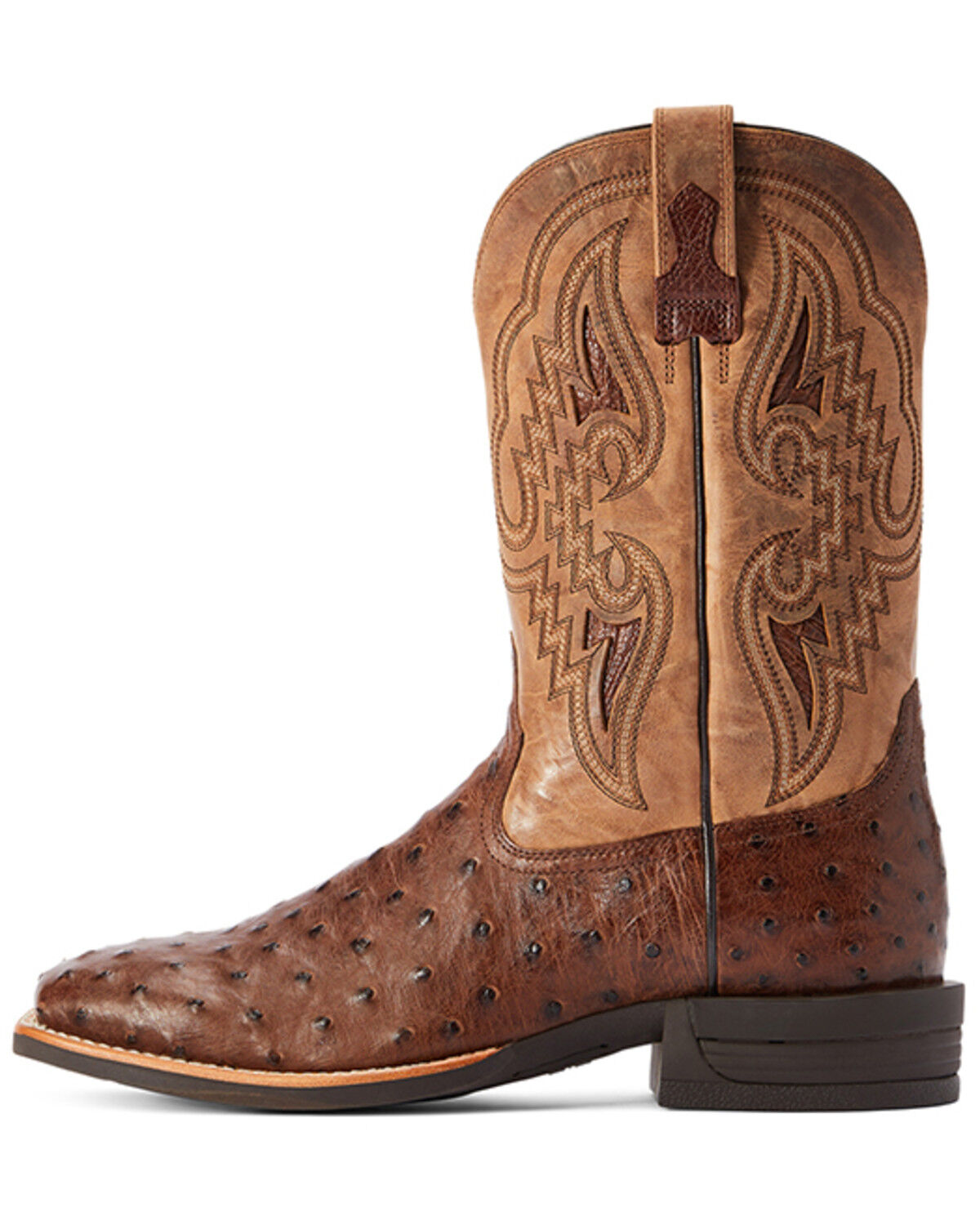 Image #2 - Ariat Men's Dagger Full-Quill Ostrich Exotic Western Boots - Broad Square Toe, Brown, hi-res