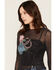 Image #2 - Ash & Violet Women's Floral Mesh Long Sleeve Top, Black, hi-res