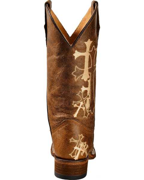 Image #7 - Circle G Women's Cross Embroidered Square Toe Western Boots, Chocolate, hi-res