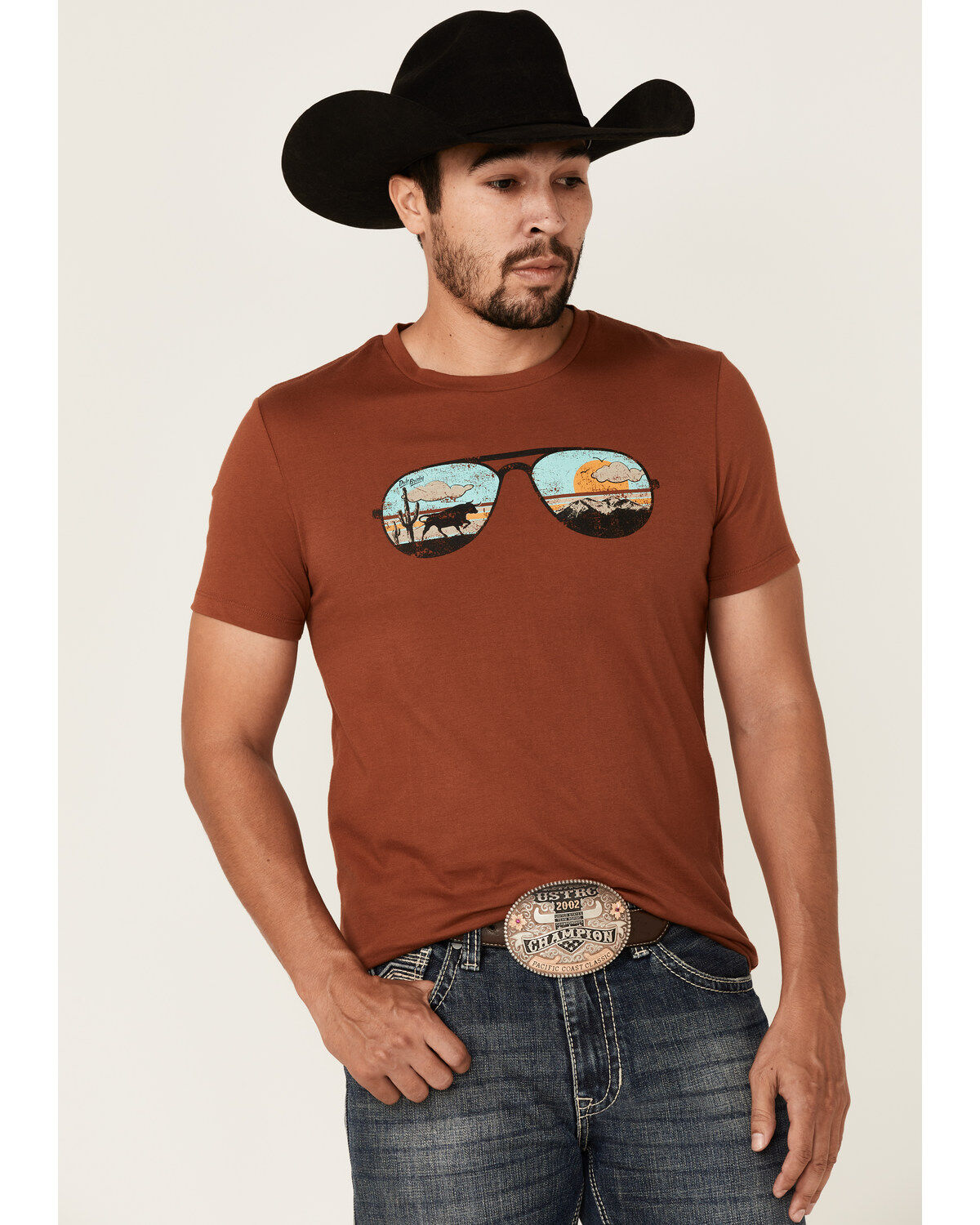 Image #1 - Dale Brisby Men's Sunglasses Graphic Short Sleeve Tee, Rust Copper, hi-res