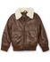 Image #1 - Urban Republic Boys' Faux Leather Aviator Jacket, Dark Brown, hi-res