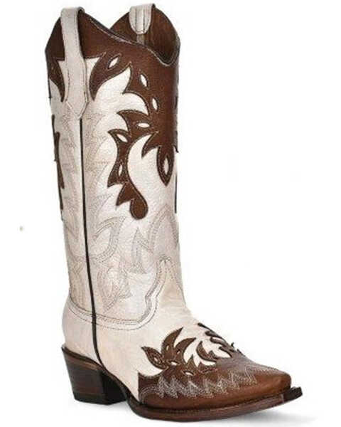 Circle G Women's Western Boots - Snip Toe, White, hi-res