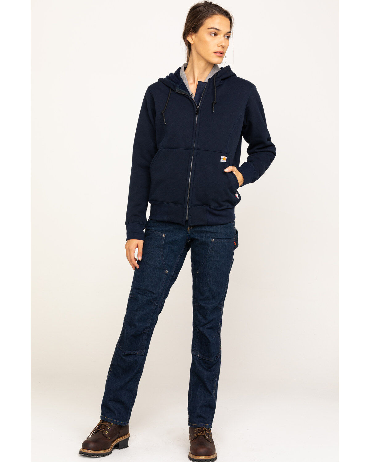 Image #6 - Carhartt Women's FR Rain Defender Hooded Heavyweight Zip Sweatshirt, , hi-res