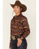 Cinch Women's Floral & Paisley Print Long Sleeve Button-Down Shirt, Multi, hi-res