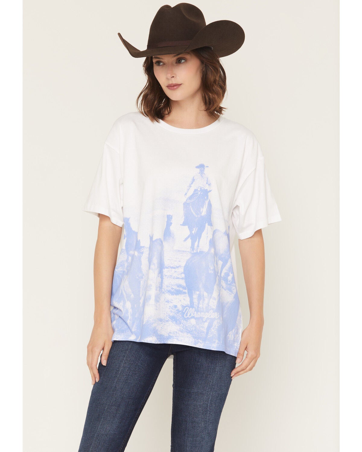Wrangler Retro Women's White Horse Short Sleeve Graphic Tee, White, hi-res